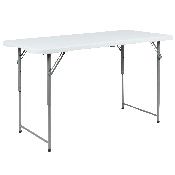 4-Foot Height Adjustable Bi-Fold Granite White Plastic Folding Table - RB-2448ADJ-2-GG, RB-2448ADJ-2-GG