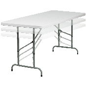 6-Foot Height Adjustable Granite White Plastic Folding Table, RB-3072ADJ-GG