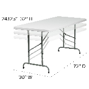 6-Foot Height Adjustable Granite White Plastic Folding Table, RB-3072ADJ-GG