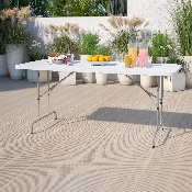 6-Foot Height Adjustable Granite White Plastic Folding Table, RB-3072ADJ-GG