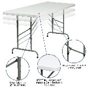 6-Foot Height Adjustable Granite White Plastic Folding Table, RB-3072ADJ-GG