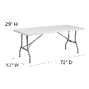 6-Foot Bi-Fold Granite White Plastic Folding Table, RB-3072FH-GG