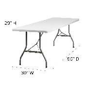 8-Foot Granite White Plastic Folding Table, RB-3096-GG