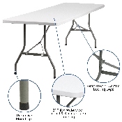 8-Foot Granite White Plastic Folding Table, RB-3096-GG