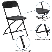 8' Bi-Fold Granite White Plastic Event/Training Folding Table Set with 10 Folding Chairs, RB-3096F-10-LEL3-BK-GG