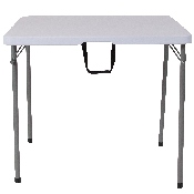 2.79-Foot Square Bi-Fold Granite White Plastic Folding Table with Carrying Handle, RB-3434FH-GG