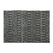 Geometric Bohemian Low Pile Rug - 5' x 7' - Dark Gray/Ivory Polyester, RC-CR19-1330-57-GR-GG