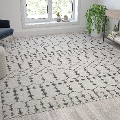 Geometric Bohemian Low Pile Rug - 8' x 10' - Ivory/Gray Polyester, RC-CR19-1330-810-IV-GR-GG