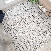 Geometric Bohemian Low Pile Rug - 8' x 10' - Ivory/Gray Polyester, RC-CR19-1330-810-IV-GR-GG