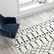 Geometric Bohemian Low Pile Rug - 8' x 10' - Ivory/Black, RC-CR19-1330-810-WH-GG