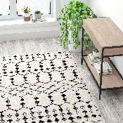 Geometric Bohemian Low Pile Rug - 8' x 10' - Ivory/Black, RC-CR19-1330-810-WH-GG