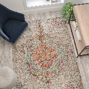 Distressed Medallion Area Rug - 5' x 7' - Gray Multi Polyester, RC-EG-202101-02-57-GR-GG