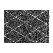 Shag Style Diamond Trellis Area Rug - 5' x 7' - Charcoal/Ivory Polyester (PET), RC-KJ-181070-01-57-GR-IV-GG