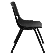 HERCULES Series 440 lb. Capacity Kid's Black Ergonomic Shell Stack Chair with Black Frame and 12" Seat Height, RUT-12-PDR-BLACK-GG