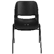 HERCULES Series 440 lb. Capacity Kid's Black Ergonomic Shell Stack Chair with Black Frame and 12" Seat Height, RUT-12-PDR-BLACK-GG