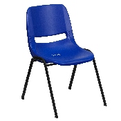 HERCULES Series 440 lb. Capacity Kid's Navy Ergonomic Shell Stack Chair with Black Frame and 14
