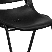 HERCULES Series 440 lb. Capacity Kid's Black Ergonomic Shell Stack Chair with Black Frame and 14" Seat Height, RUT-14-PDR-BLACK-GG
