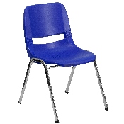 HERCULES Series 661 lb. Capacity Navy Ergonomic Shell Stack Chair with Chrome Frame and 16'' Seat Height, RUT-16-NVY-CHR-GG