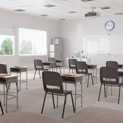 HERCULES Series 661 lb. Capacity Gray Ergonomic Shell Stack Chair with Black Frame and 16'' Seat Height, RUT-16-PDR-GY-GG