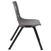 HERCULES Series 661 lb. Capacity Gray Ergonomic Shell Stack Chair with Black Frame and 16'' Seat Height, RUT-16-PDR-GY-GG