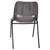 HERCULES Series 661 lb. Capacity Gray Ergonomic Shell Stack Chair with Black Frame and 16'' Seat Height, RUT-16-PDR-GY-GG