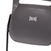 HERCULES Series 661 lb. Capacity Gray Ergonomic Shell Stack Chair with Black Frame and 16'' Seat Height, RUT-16-PDR-GY-GG