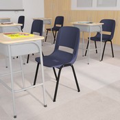 HERCULES Series 661 lb. Capacity Navy Ergonomic Shell Stack Chair with Black Frame and 16'' Seat Height [RUT-16-PDR-NAVY-GG], RUT-16-PDR-NAVY-GG