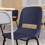 HERCULES Series 661 lb. Capacity Navy Ergonomic Shell Stack Chair with Black Frame and 16'' Seat Height [RUT-16-PDR-NAVY-GG], RUT-16-PDR-NAVY-GG