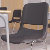 HERCULES Series 880 lb. Capacity Gray Ergonomic Shell Stack Chair with Chrome Frame and 18'' Seat Height, RUT-18-GY-CHR-GG