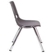 HERCULES Series 880 lb. Capacity Gray Ergonomic Shell Stack Chair with Chrome Frame and 18'' Seat Height, RUT-18-GY-CHR-GG