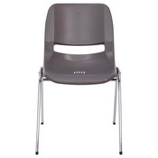 HERCULES Series 880 lb. Capacity Gray Ergonomic Shell Stack Chair with Chrome Frame and 18'' Seat Height, RUT-18-GY-CHR-GG
