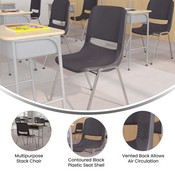 HERCULES Series 880 lb. Capacity Gray Ergonomic Shell Stack Chair with Chrome Frame and 18'' Seat Height, RUT-18-GY-CHR-GG