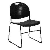 HERCULES Series 880 lb. Capacity Black Ultra-Compact Stack Chair with Black Powder Coated Frame, RUT-188-BK-GG
