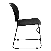 HERCULES Series 880 lb. Capacity Black Ultra-Compact Stack Chair with Black Powder Coated Frame, RUT-188-BK-GG