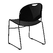 HERCULES Series 880 lb. Capacity Black Ultra-Compact Stack Chair with Black Powder Coated Frame, RUT-188-BK-GG