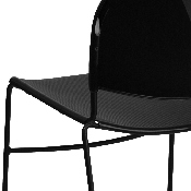 HERCULES Series 880 lb. Capacity Black Ultra-Compact Stack Chair with Black Powder Coated Frame, RUT-188-BK-GG