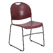 HERCULES Series 880 lb. Capacity Burgundy Ultra-Compact Stack Chair with Black Powder Coated Frame, RUT-188-BY-GG