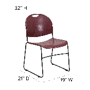 HERCULES Series 880 lb. Capacity Burgundy Ultra-Compact Stack Chair with Black Powder Coated Frame, RUT-188-BY-GG