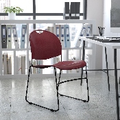 HERCULES Series 880 lb. Capacity Burgundy Ultra-Compact Stack Chair with Black Powder Coated Frame, RUT-188-BY-GG