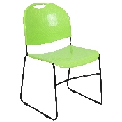 HERCULES Series 880 lb. Capacity Green Ultra-Compact Stack Chair with Black Powder Coated Frame, RUT-188-GN-GG