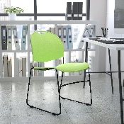 HERCULES Series 880 lb. Capacity Green Ultra-Compact Stack Chair with Black Powder Coated Frame, RUT-188-GN-GG