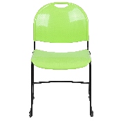 HERCULES Series 880 lb. Capacity Green Ultra-Compact Stack Chair with Black Powder Coated Frame, RUT-188-GN-GG