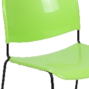 HERCULES Series 880 lb. Capacity Green Ultra-Compact Stack Chair with Black Powder Coated Frame, RUT-188-GN-GG