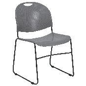 HERCULES Series 880 lb. Capacity Gray Ultra-Compact Stack Chair with Black Powder Coated Frame, RUT-188-GY-GG