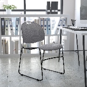HERCULES Series 880 lb. Capacity Gray Ultra-Compact Stack Chair with Black Powder Coated Frame, RUT-188-GY-GG