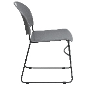 HERCULES Series 880 lb. Capacity Gray Ultra-Compact Stack Chair with Black Powder Coated Frame, RUT-188-GY-GG