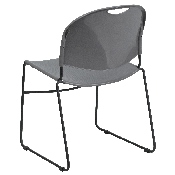 HERCULES Series 880 lb. Capacity Gray Ultra-Compact Stack Chair with Black Powder Coated Frame, RUT-188-GY-GG