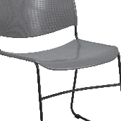 HERCULES Series 880 lb. Capacity Gray Ultra-Compact Stack Chair with Black Powder Coated Frame, RUT-188-GY-GG