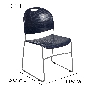 HERCULES Series 880 lb. Capacity Navy Ultra-Compact Stack Chair with Silver Powder Coated Frame, RUT-188-NY-GG