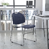 HERCULES Series 880 lb. Capacity Navy Ultra-Compact Stack Chair with Silver Powder Coated Frame, RUT-188-NY-GG
